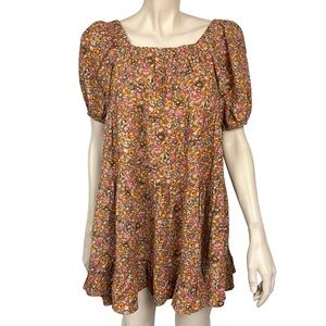 Wild‎ Fable Sienna Brown Floral Shift Mini Dress